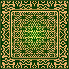 Obraz premium Luxury Fashion Design Print With Geometric Pattern. Vector Illustration. For Modern Interior Design, Fashion Textile Print, Wallpaper. Green gold color