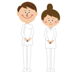 ポップな介護士の男女がようこそ