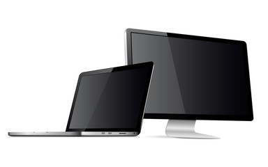 Responsive web design computer display with laptop mock up