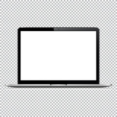 Modern laptop computer vector mockup isolated on transparent background