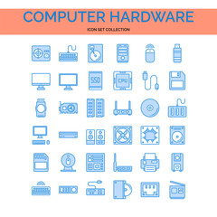 Computer Hardware Icons Set. UI Pixel Perfect Well-crafted Vector Thin Line Icons. The illustrations are a vector.