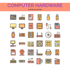Computer Hardware Icons Set. UI Pixel Perfect Well-crafted Vector Thin Line Icons. The illustrations are a vector.