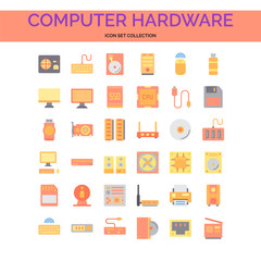 Computer Hardware Icons Set. UI Pixel Perfect Well-crafted Vector Thin Line Icons. The illustrations are a vector.