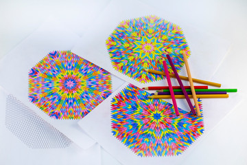 mandala creative drawing, relaxation and stress relief, filling the picture with energy