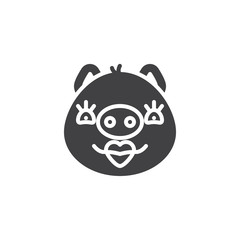 Fototapeta premium Beauty piggy face emoticon vector icon. filled flat sign for mobile concept and web design. Beautiful piggy face emoji glyph icon. Pig year zodiac symbol, logo illustration. Pixel perfect