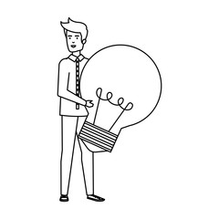 casual businessman lifting bulb