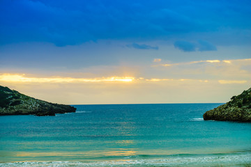 Fototapeta premium Greek Voidokilia beach and sky after sunset