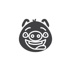 Piggy funny face emoticon vector icon. filled flat sign for mobile concept and web design. Happy piggy face emoji glyph icon. Pig year zodiac symbol, logo illustration. Pixel perfect vector graphics