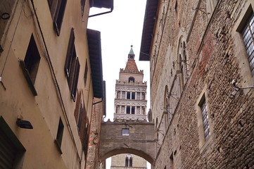 Fototapeta na wymiar Bell tower of the Cathedral of Saint Zeno, Pistoia, Italy