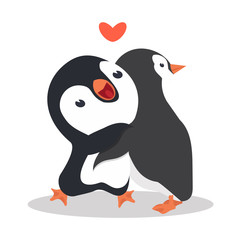 Cute  Penguins Couple hug