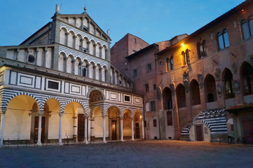 Fototapeta na wymiar Cathedral of Saint Zeno at evening, Pistoia, Italy