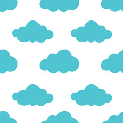 Vector seamless clouds pattern on white background. 