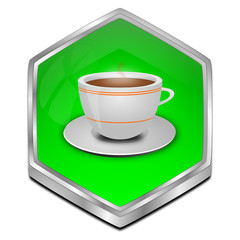 Button with a Cup of Coffee - 3D illustration