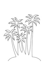 Continuous line drawing of a bunch of palm trees. 