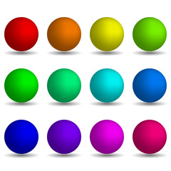 Set of colorful realistic spheres isolated on white background. Vector design elements.