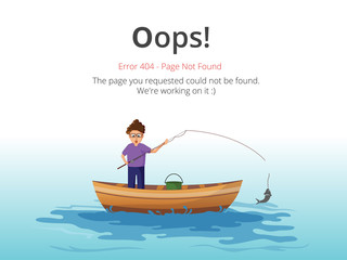 Error 404 page layout vector design. Website 404 page creative concept. The page you requested could not be found. Oops 404 error page.