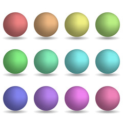 Set of colorful realistic spheres isolated on white background. Vector design elements.