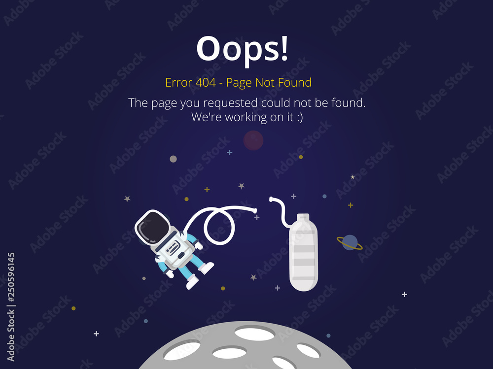 Poster Error 404 page layout vector design. Website 404 page creative concept. The page you requested could not be found. Oops 404 error page.