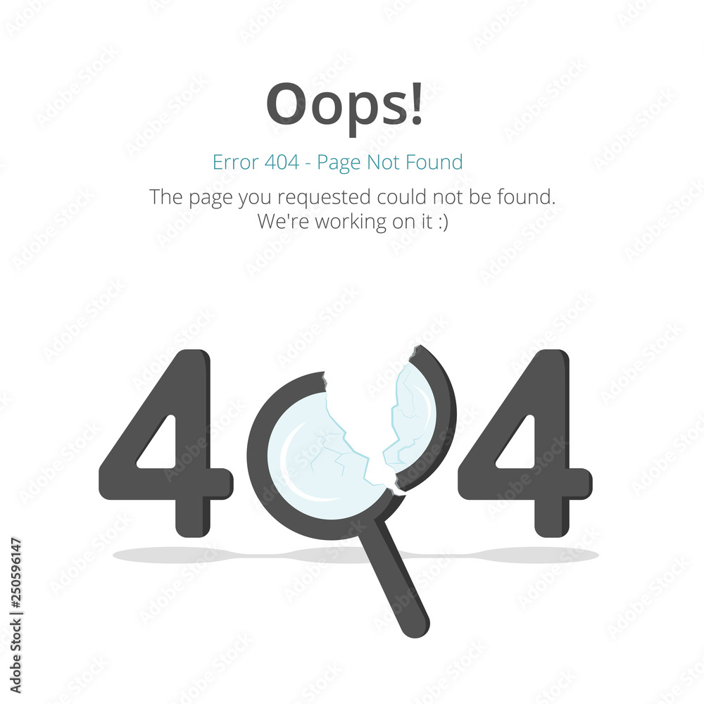 Poster Error 404 page layout vector design. Website 404 page creative concept. The page you requested could not be found. Oops 404 error page.