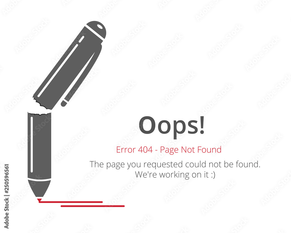 Poster Error 404 page layout vector design. Website 404 page creative concept. The page you requested could not be found. Oops 404 error page.