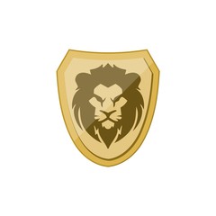 Lion shield icon, Gold Warrior logo
