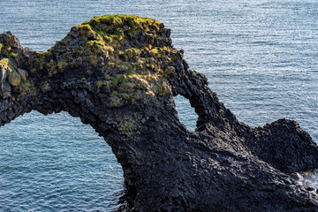 Strange lava rock formation at the Icelandic west coast