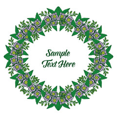 Vector illustration green leaves flower frame with your sample text here hand drawn