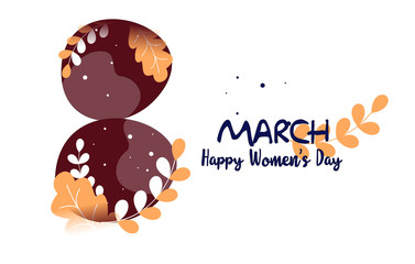 8 March happy womens day vector illustration with beautiful calligraphy