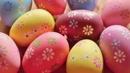 Fototapeta na wymiar Colorful Easter eggs with floral pattern
