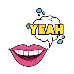 female mouth with speech bubble isolated icon