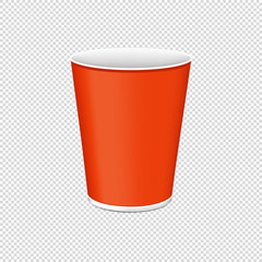 Orange Plastic Cup For Single Use - Vector Illustration - Isolated On Transparent Background
