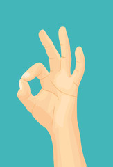 Hand OK sign. Hand gesture. Modern flat design graphic element. Vector illustration.