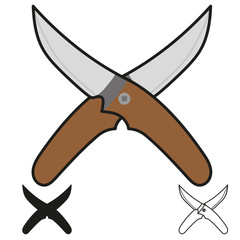 Set of crossed knives icon. Vector illustration.