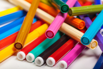 Multicolored Felt-Tip Pens isolated on a white background