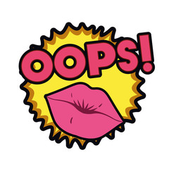 female lips with speech bubble isolated icon