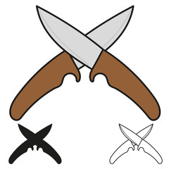 Set of crossed knives icon. Vector illustration.