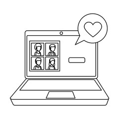 laptop with community and speech bubble love