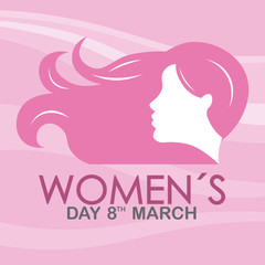 poster happy women's day. Silhouette face woman and space for text.