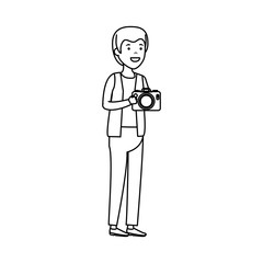 young man with camera photographic