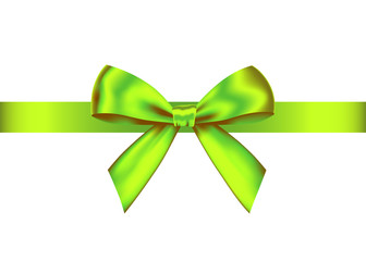 Green  realistic gift bow with horizontal  ribbon.