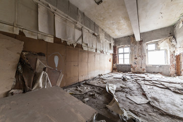 interior of an old abandoned building