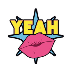 female lips with speech bubble isolated icon