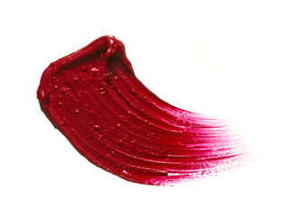 Smear and texture of red lipstick or acrylic paint