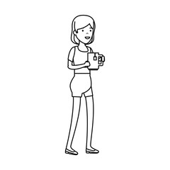 young woman with coffee cup character