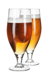 Glass of beer isolated on a white background