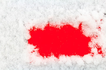 Snow on the red paper.
