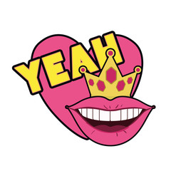 female mouth with speech bubble isolated icon