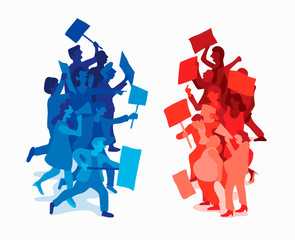Clashing demonstrators from opposite political parties
