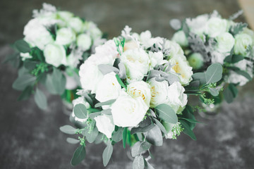 Wonderful luxury wedding bouquet of different flowers