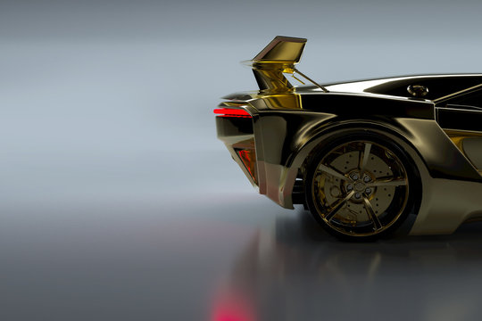 Goldenes Auto (3D Rendering)
